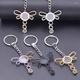 Keychains 1Pc Boho Animal Dragonfly Glass Living Picture Locket Memory Ashes Pendant Keychain For Women Men Handbag Gift Jewelry Bulk