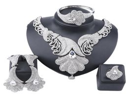 Exquisite Dubai Gold Wedding Bridal Bridesmaid Full Rhinestone Statement Necklace Earrings Bangle Ring Party Costume Jewellery Set9247730