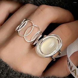 Cluster Rings BF CLUB 925 Sterling For Women Fashion Geometric Handmade Irregular Circle White Stone Ring Party Christmas Gift