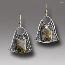 Dangle Earrings Vintage Irregular Metal Hand Engraved Pattern Fashion Ladies Inlaid Dnagle Jewellery Gifts