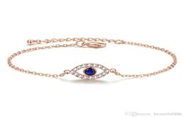 Fashion Rose Gold Silver Colour Evil eye Crystal Zircon Chain Link Bracelets Bangles For Women Crystal Jewellery Gift21550422467845