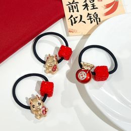 Hair Clips 2024 Zodiac Dragon Red Rhinestone Clip Cute Creative Chinese Year Hairpin Accessories For Girl