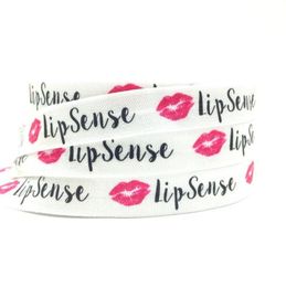 5 8 Lip Sense Print Fold Over Elastic Whole Lips Printed FOE Elastic Tape Ribbon Webbing for Girls Pony Tail Holder Hair Tie Brace2728001
