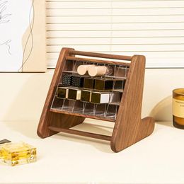 Hooks Wooden Desktop Storage Racks Lipsticks Lip Gloss Display Holder Cosmetics Box Nail Polish Manicure Tool Organiser Rack