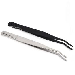 20pcs Eyebrow Tweezer with Eyebrow Brush Comb Stainless Steel Eyelashes Extension Tweezers 240124