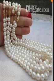 Fine Pearl Jewellery white Tahitian pearl necklace 14K 18 inch 6pcs4762413