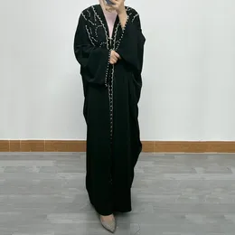 Ethnic Clothing F354Linen Open Abaya For Women Embroidery Kimono Abayas Muslim Dubai Turkey Luxury Kaftan Hijab Dress Saudi Islamic