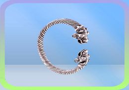 VB300029 Antique Silver Viking Bear Bracelet Two Headed Bear Men Bangles Wristband Fashion Jewelry2965440