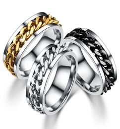 20 Pieces Mix Color Trendy Titanium Steel Rings with Chain Statement Gothic Biker Finger Wedding Rings for Women8611656