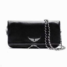 Zadig Voltaire Pochette Rock Swing Your Wings bag Luxury Designer Womens mens Genuine Leather Clutch Bags Cross Body Shoulder the Totes handbag fashion Evenin