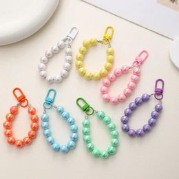 Keychains Acrylic Beaded Car Key Chain Candy-colored Earphone Case Pendant Girl Bag