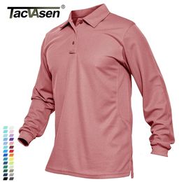 TACVASEN Summer Long Sleeve Performance Quick Drying Polos T-shirts Mens Tactical Shirt Golf Team Work Shirts Jersey Casual Tops 240125