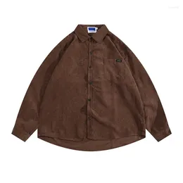 Men's Casual Shirts 2024 Autumn/Winter Corduroy Shirt Vintage Solid Color Lapel Loose Size Fashion Versatile Pocket Decoration Coat