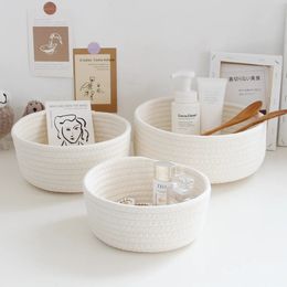 Handmade Woven Storage Basket Cotton Rope Child Toy Storage Vegetable Rope Bins For Toys Towels Blankets Nursery Kids Room 240131