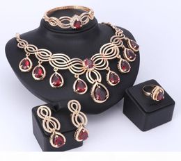 Top Exquisite Dubai Tassel Gem Jewelry Set Luxury Gold Plated Crystal Necklace Big Nigerian Wedding African Beads Jewelry Sets4160673
