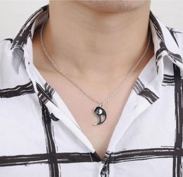 DI430 set Couple Necklaces Chinese Tai Chi Charm Stitching Pendant Chain Necklace Jewelry Brother Friend Lovers Gift4305607