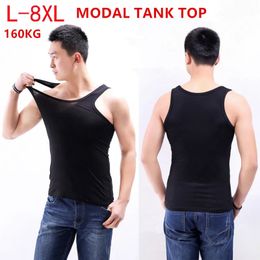 Men Tank Tops Modal Muscle Vest Undershirt Plus Size 150KG 6XL 7XL 8XL Sleeveless Solid Oversized Stretch Summer Basic Underwear 240202