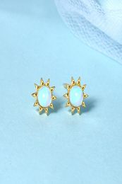 S925 Silver Moonstone Earrings, Versatile Temperament, Earrings, Small Fresh and Gradual Blue Flower Earrings9117471