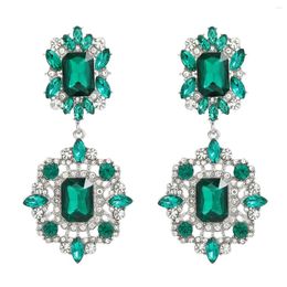 Dangle Earrings Vintage Green Rhinestone Drop For Women Fashion Jewellery Girls' Daily Collection Accessories