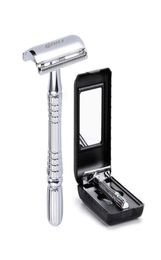 Men039s Shaving Razor Double Edge Safety Zinc Alloy Classic For Men 1 1 Blade 1 Case Shaver set P08177326537