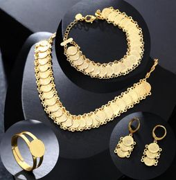 New Classic Arab Coin Jewellery sets Gold Colour Necklace Bracelet Earrings Ring Middle Eastern muslim Coin Accessories239c5653369