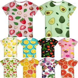 Women's T Shirts Children Funny Fruits 3D Print Summer Boys Girls Toddler Tee Tops Camiseta Kids Avocado Strawberry Lemon Apple T-shirts