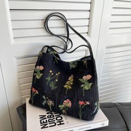 Evening Bags Cloth 2024 Female Tote Fashionable Pattern Shoulder Vintage Flowering Handbag Hylhexyr Women Bag Cotton Linen