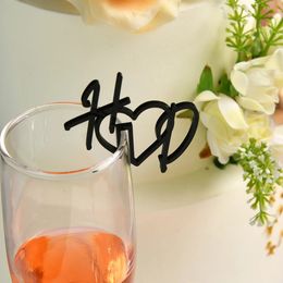 20/50/100pcs Personalised Cut Wedding Drink Tags Glass Topper Drink Stirrers Bar Sign Glass Marker Acrylic Wine Charms 240118