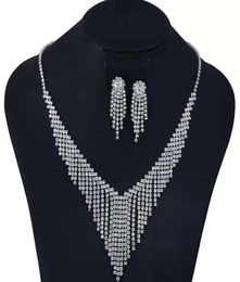 tassel chain diamonds Jewellery sets fringe dangle earrings diamonds pendant necklace women girl wedding Jewellery evening dress acces9873958