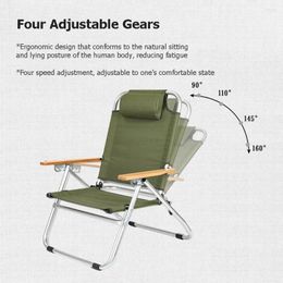 Camp Furniture Outdoor Camping Chair Portable Folding Recliner 600D Oxford Cloth Picnic Garden Removable Lying