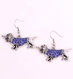 Trendy Cool Rhodium Plated Earring With Sparkling Crystals Dachshund Cute Dog Animal Charm Pendant Earring Jewelry85053595620863