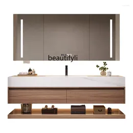 Bath Accessory Set Bathroom Cabinet Wood Color Hand Washing Washbasin Combination Table Light Luxury And Simplicity