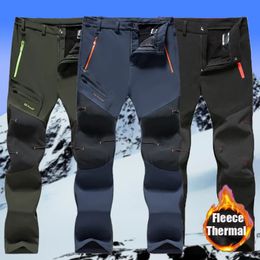 Mens Hiking Pants Softshell Outdoor Trousers Sports Camping Trekking Fishing Jackets Cycling Winter Climbing Oversized Elastic 240202