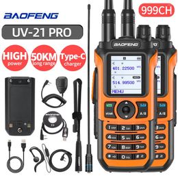 Walkie Talkie 2Pcs Baofeng UV-21 Pro 50 KM Long Range Portable Ham Radios Fm Amateur UV-5R UV-13 Two-Way Radio For Hunting