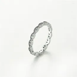 Cluster Rings S925 Sterling Silver For Women Wedding Ring Leaves With Cubic Zirconia Fit European Style Charm Jewellery