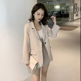 Womens Short 2 Sets Office Two Piece Set for Women Suit with Skirt and Blazer Outfit Summer Long Sleeve Co Ord Korean Style 240202