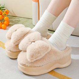 Slippers C-195High-heeled Cotton For Women Thick-soled Indoor Fashion Winter Warm Non-slip Increased Outer Wear