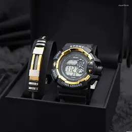 Wristwatches Men Luxury Electronic Watches Luminous Fashion Sport Titanium Steel Bracelet For Man Calendar Date Clock