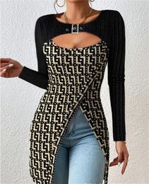 Basic Casual Women Dresses Sexy Off Shooulder Skirts Fashion Printed Dress Long Sleeve Botton Shirt Blouses female Slim party Tops Short dresses Female