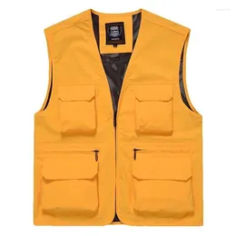 Men's Vests Summer Vest Mesh Men Man Tactical Military Sleeveless Parka Work Motorcyclist Jacket Spring Jumper Multi-pocket Camping Gilets