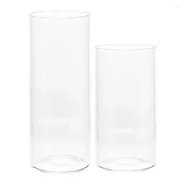 Candle Holders 2 Pcs Cup Holder Glass Chimney For Clear Cover Lamp Shade Supply Home Windproof Protectors Lampshade Tube Shades