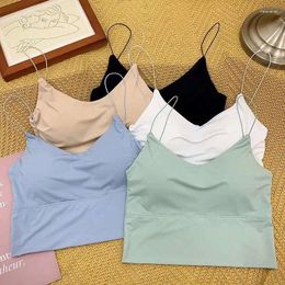 Yoga Outfit 2024 Womens Underwear Women Crop Top Ice Silk Tube Bra Korean Fashion Padded Beautiful Back Bralette Summer