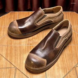 Dress Shoes Men's Slip-on Leather Layer Cowhide Soft Sole Casual Trend Non-slip Breathable For Men