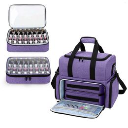 Storage Bags Double Nail Polish Bag With Adjustable Strap Dryer Removable Makeup Portable Handle 30 Bottles Travel Case