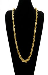 10mm Thick 76cm Long Rope ed Chain 24K Gold Plated Hip hop ed Heavy Necklace For mens2126850