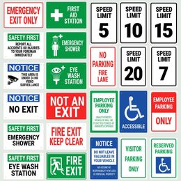 Traffic Safety Emergnecy Exit Speed Limit Car Parking Tin Sign Retro Street Door Garden Wall Signs 8x12Inch Metal Plaque Decor 240130