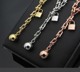 T letter Ushaped chain necklace lock steel ball necklace 18K rose gold foreign trade ladies necklace2294865