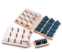 Jewellery Pouches 12 Bit Fashion Wood DIY Storage Tray Earring Display Cards Ring Bracelet Gift Box Jewellery Organiser Holder