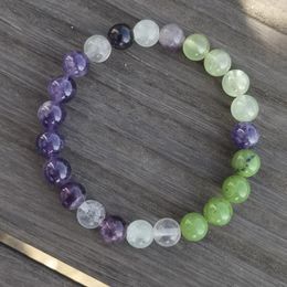 Strand Natural Amethyst Bracelet Jade Bangle Prehnite Jewellery Colourful Fluorite Healing Bracelets Women Gift Charm Charms