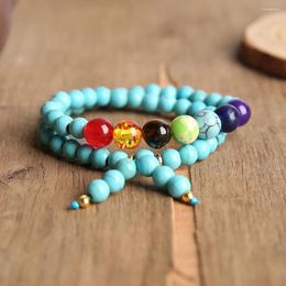 Strand OAIITE 6mm Blue Pine Bracelet 7 Chakra Natural Bead Men Reiki Energy Stone Women Meditation Prayer Jewelry